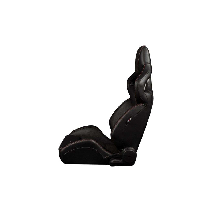 BRAUM Orue-S Series Sport Reclinable Seats (Black Leatherette Honeycomb Alcantara Red Stitching) – Priced Per Pair