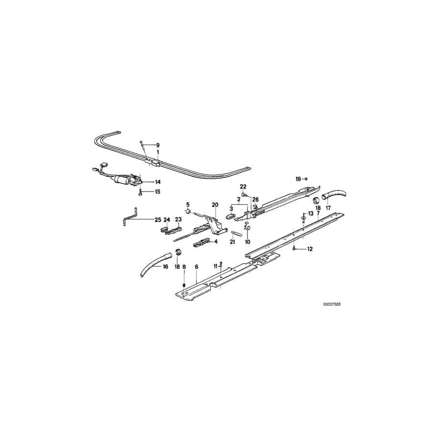 Genuine BMW 54121938386 E34 E32 Slide Rail Right (Inc. 735iL)