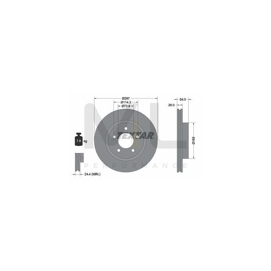 TEXTAR PRO 92230003 Brake Disc Externally Vented, Coated, without wheel hub, without wheel studs  - 1 piece