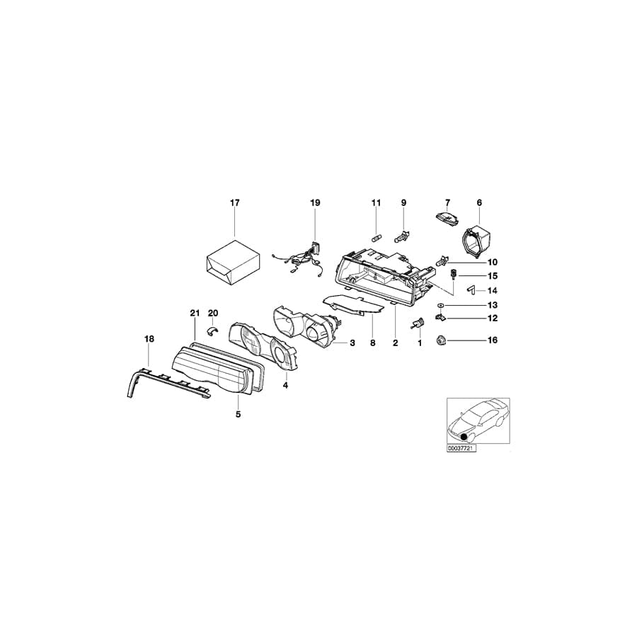 Genuine BMW 63128381470 E38 Repair Kit Headlight (Inc. 750iLP)