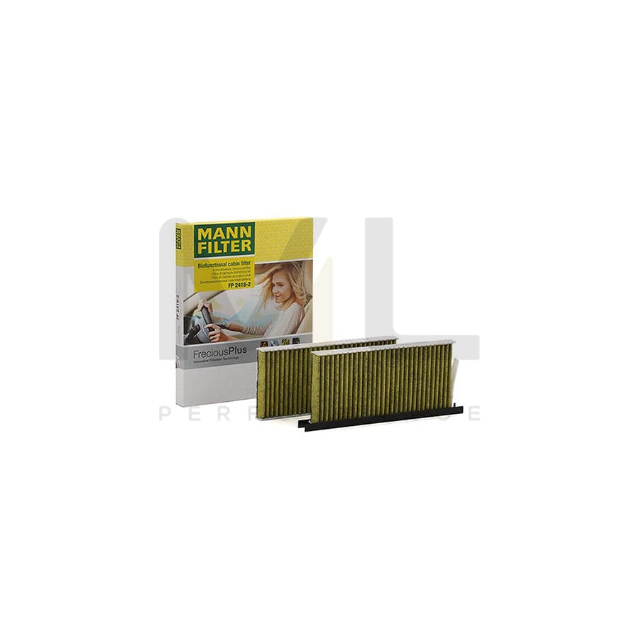 MANN-FILTER FP 2418-2 Pollen filter Activated Carbon Filter, Activated Carbon Filter with polyphenol, Particulate filter (PM 2.5), with antibacterial action, with fungicidal effect, FreciousPlus