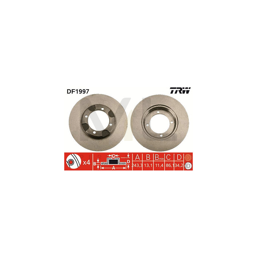 TRW DF1997 Brake Disc Solid  - 1 piece