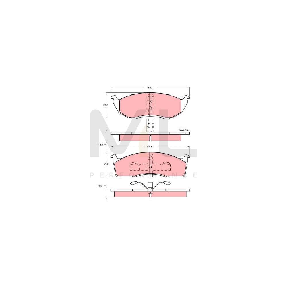 TRW Gdb1244 Brake Pad Set Not Prepared For Wear Indicator