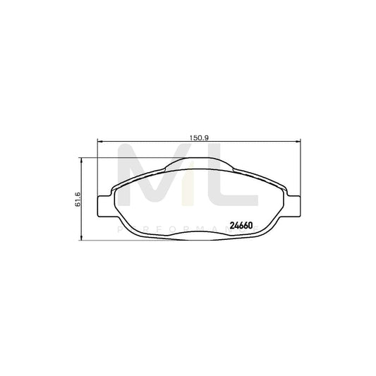 Hella 8DB 355 013-911 Brake Pad Set Not Prepared For Wear Indicator, With Brake Caliper Screws, With Accessories | ML Performance Car Parts