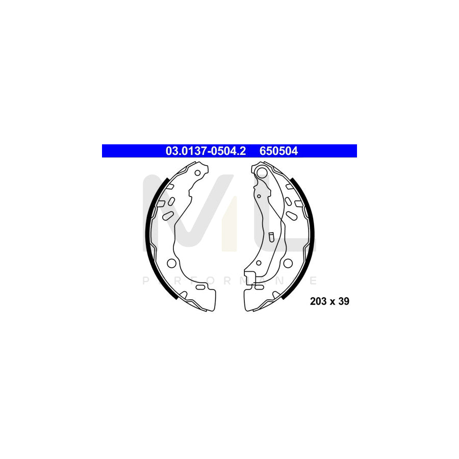 ATE 03.0137-0504.2 Brake Shoe Set with lever