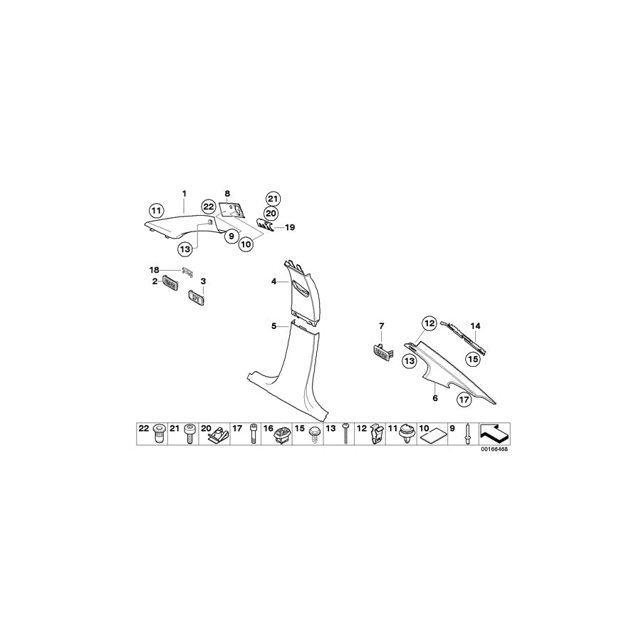 Genuine BMW 51437249668 E90 Cover Column C Right GRAU (Inc. 335d, 335xi & 330xi)