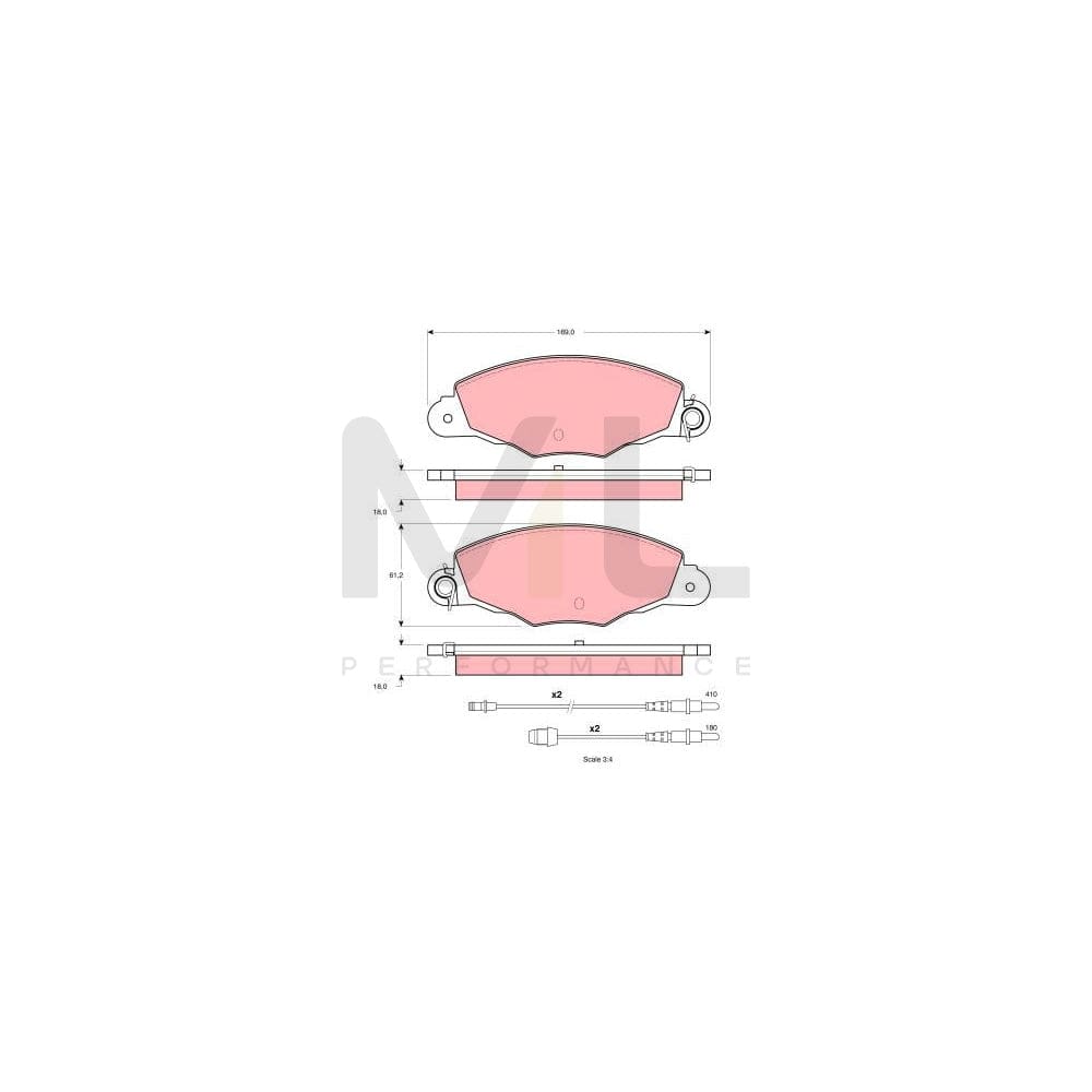 TRW Gdb1336 Brake Pad Set Incl. Wear Warning Contact