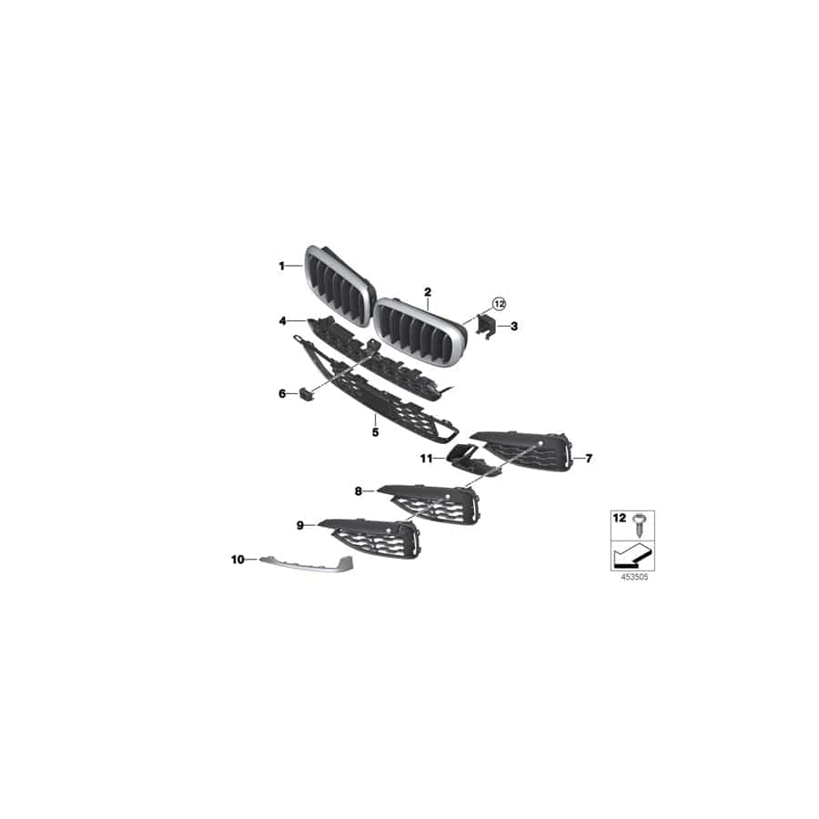 Genuine BMW 51118069316 F16 Grill, Side, Open, Right M (Inc. X6)