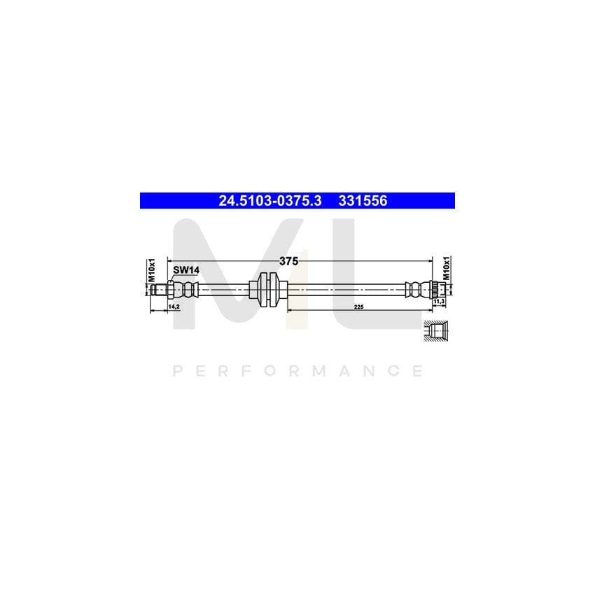 ATE 24.5103-0375.3 Brake Hose 375mm, M10x1