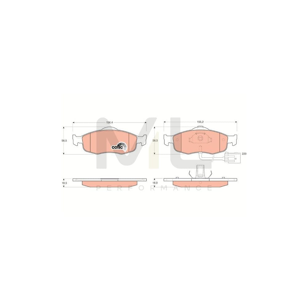 TRW Cotec Gdb1108 Brake Pad Set Incl. Wear Warning Contact