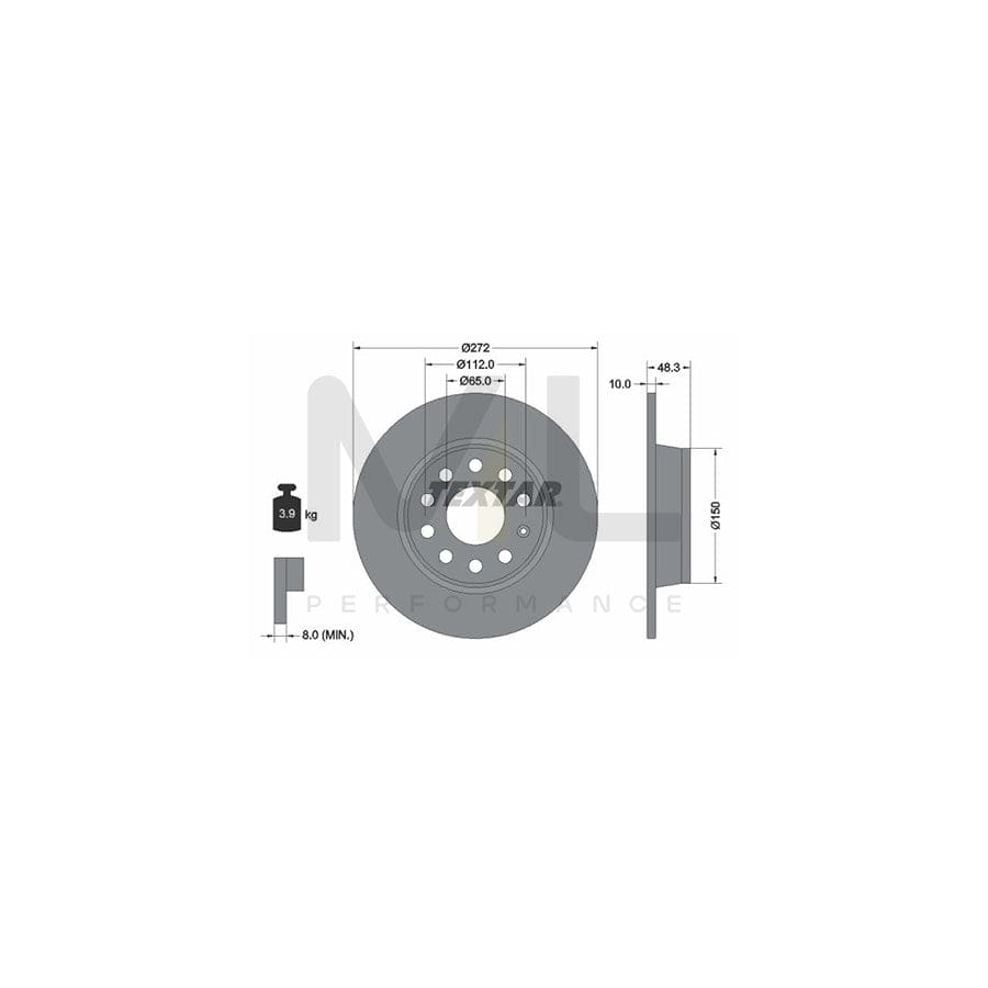 TEXTAR 92224900 Brake Disc Solid, without wheel hub, without wheel studs  - 1 piece