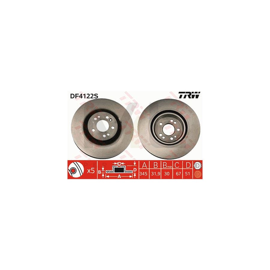TRW DF4222S Brake Disc suitable for MERCEDES-BENZ ML-Class (W163) Vented, Painted, High-carbon  - 1 piece