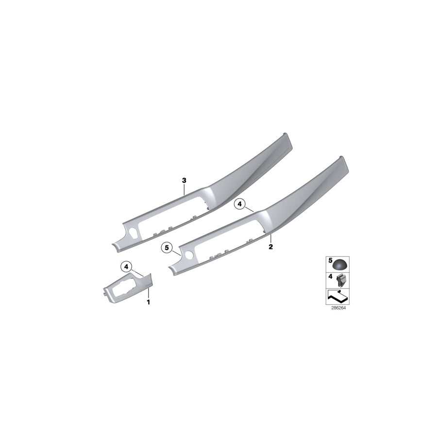 Genuine BMW 51458050168 Trim Instr.Panel Alu.Hex.Passenger PERLGLANZ CHROM (Inc. 520d ed, 530d & 535iX)