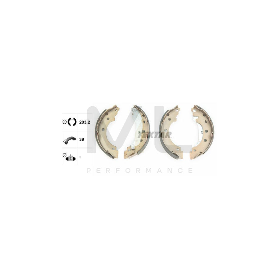 TEXTAR 91052800 Brake Shoe Set with handbrake lever
