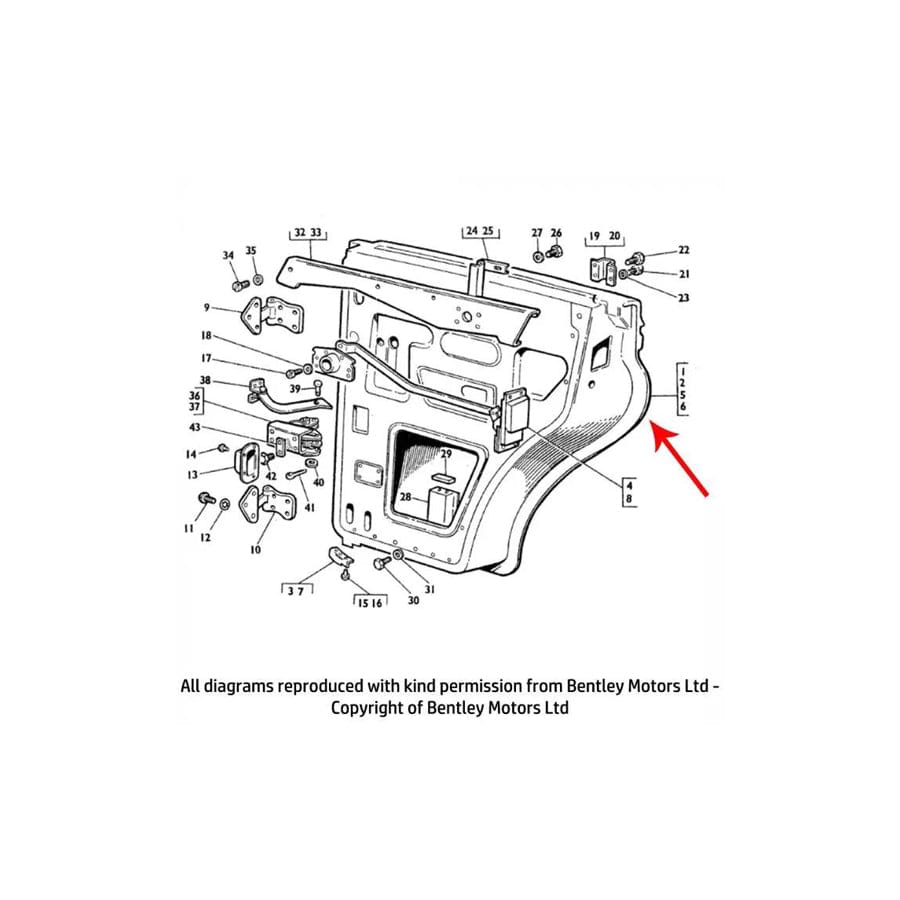 GENUINE Rolls-Royce & Bentley 407300114 RIGHT HAND REAR DOOR (Series 3 models)