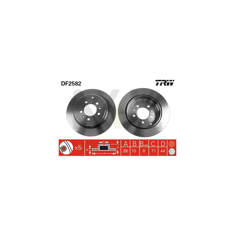 TRW DF2582 Brake Disc for PEUGEOT 605 Saloon Solid, Painted, with bolts/screws  - 1 piece