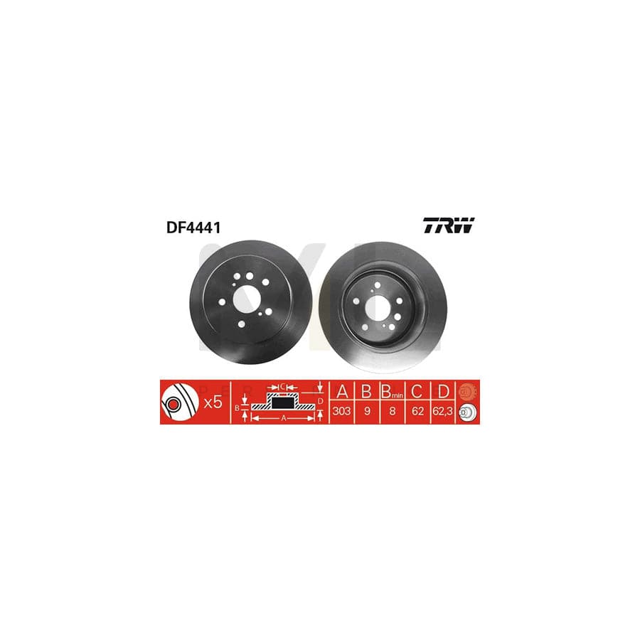 TRW DF4441 Brake Disc Solid, Painted, High-carbon  - 1 piece