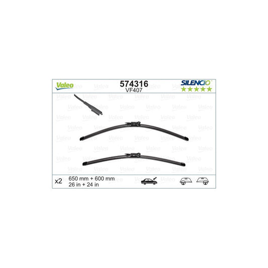 Valeo Silencio Flat Blade Set, Silencio X.Trm 574316 Wiper Blade Suitable For Mercedes-Benz Vaneo (W414)