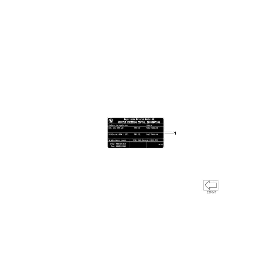 Genuine BMW 71228588850 F25 Label "Exhaust Emission" MY16 (Inc. X3 28dX)