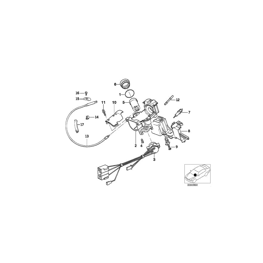 Genuine BMW 61328360865 E34 Ignition Switch AIRBAG-2 (Inc. 524td, M5 3.6 & 540i)