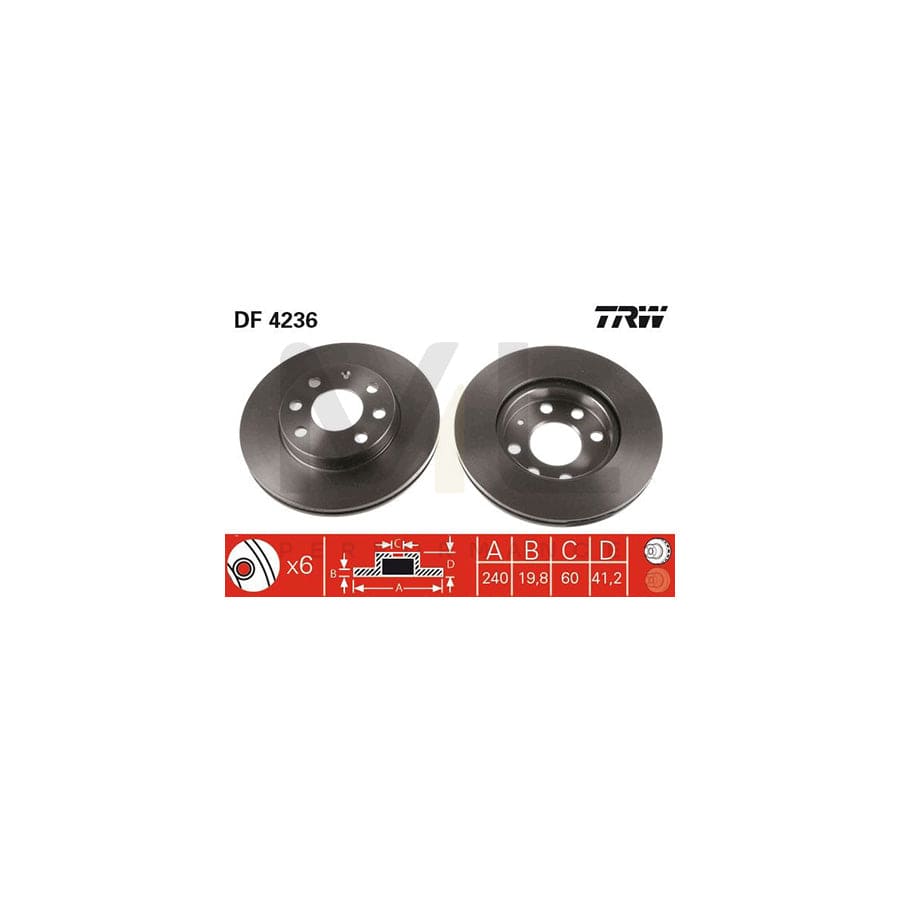 TRW DF4236 Brake Disc Vented, Painted  - 1 piece