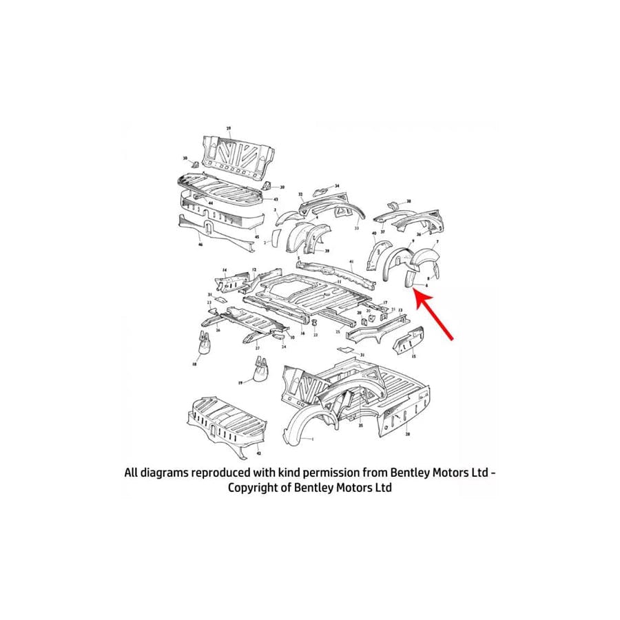 GENUINE Rolls-Royce & Bentley 333100103 LEFT HAND REAR INNER WHEELARCH ASSEMBLY