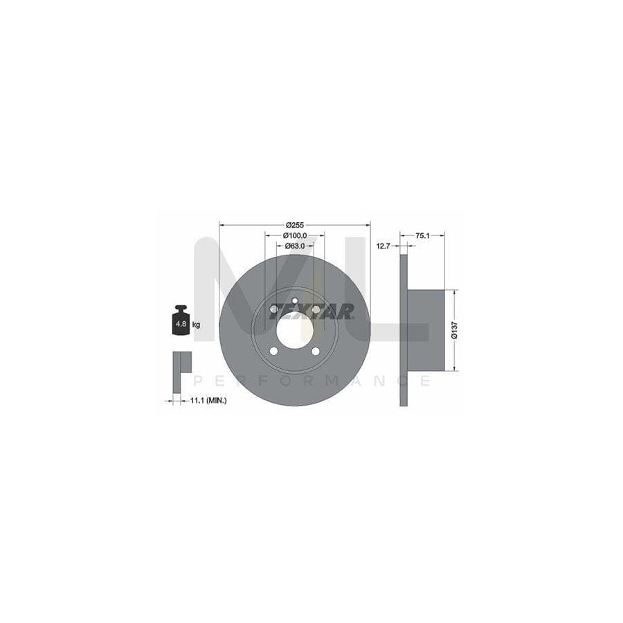 TEXTAR 92011600 Brake Disc for BMW 3 Series Solid, without wheel hub, without wheel studs  - 1 piece