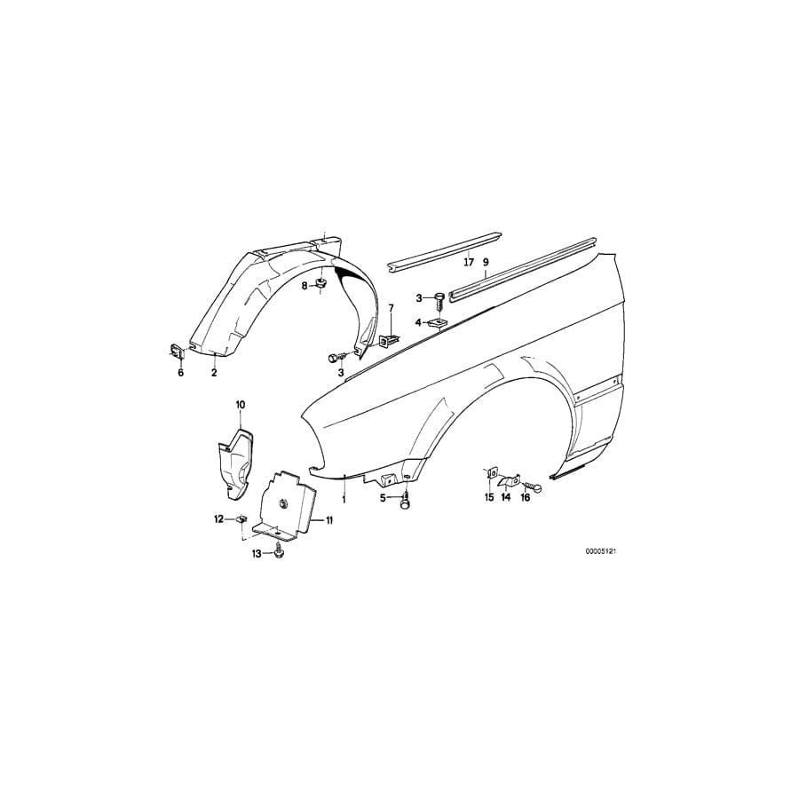 Genuine BMW 41351976052 E30 Side Panel, Front Right (Inc. M3)