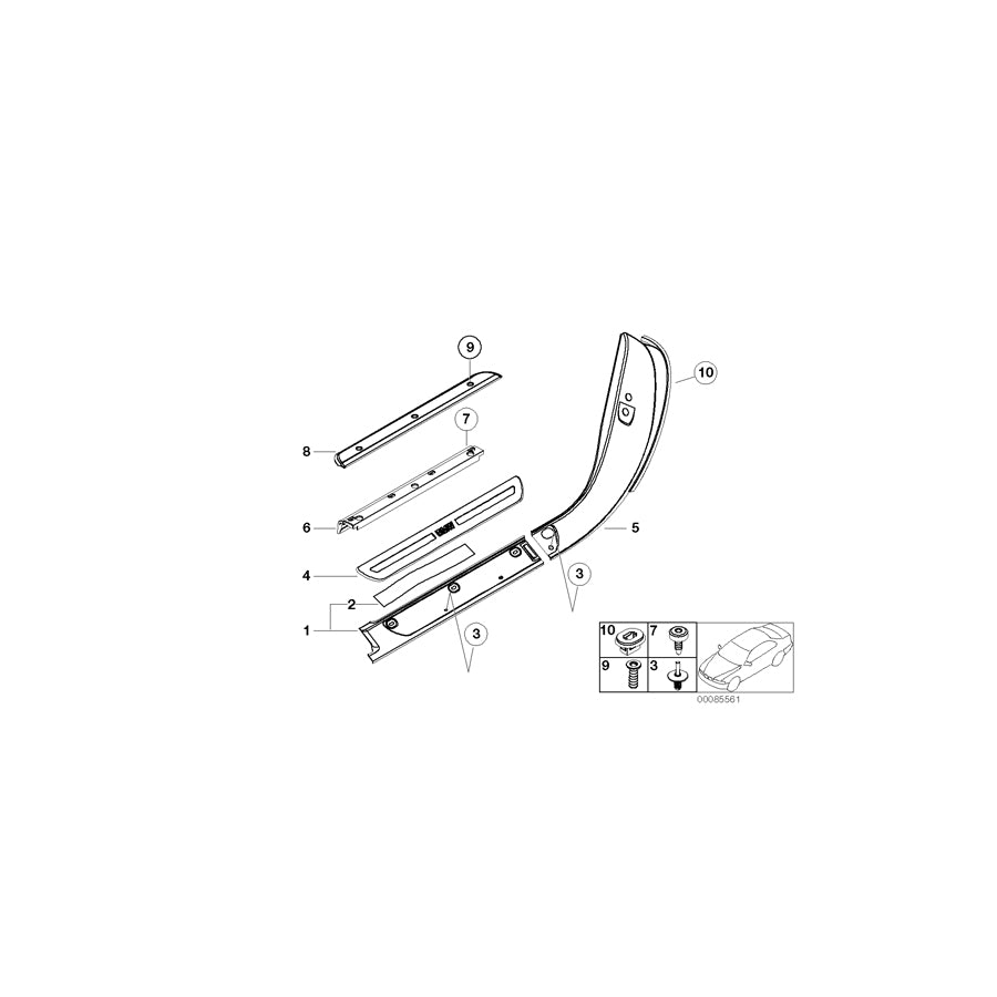 Genuine BMW 51478234427 E52 Cover Strip, Entrance, Interior, Left (Inc. Alpina V8 & Z8)