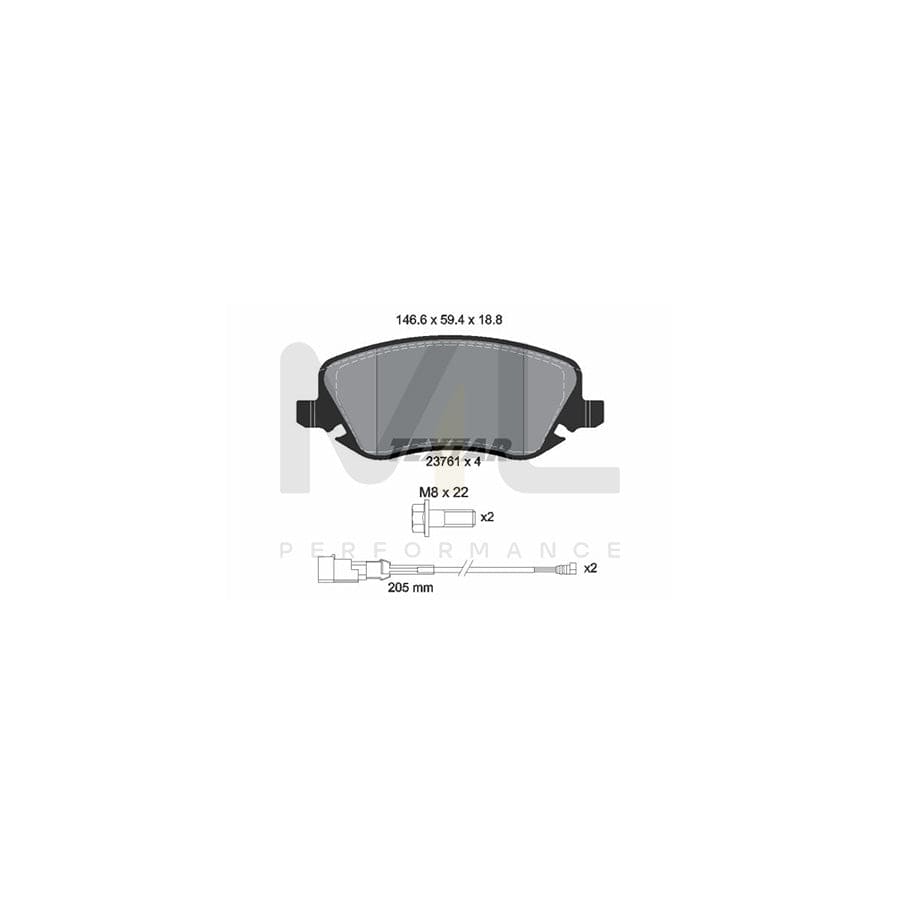 TEXTAR 2376101 Brake pad set for LANCIA Thesis (841) incl. wear warning contact, with brake caliper screws, with accessories