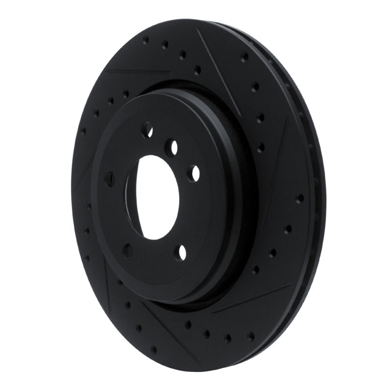 R1 Concepts R1 01-06 BMW 330I Rear Right Drilled & Slotted Black Brake Rotor