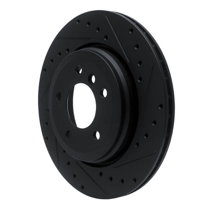 R1 Concepts R1 01-06 BMW 330I Rear Right Drilled & Slotted Black Brake Rotor