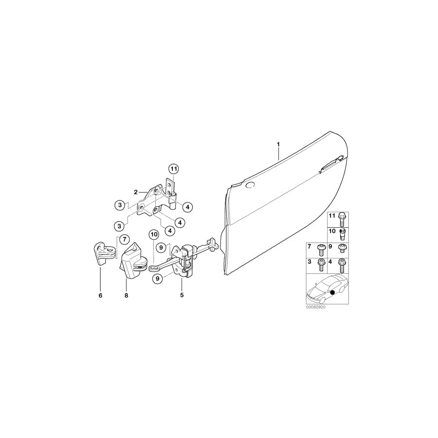 Genuine BMW 41517012877 E52 Door Hinge, Top Left (Inc. ALPINA V8 & Z8)