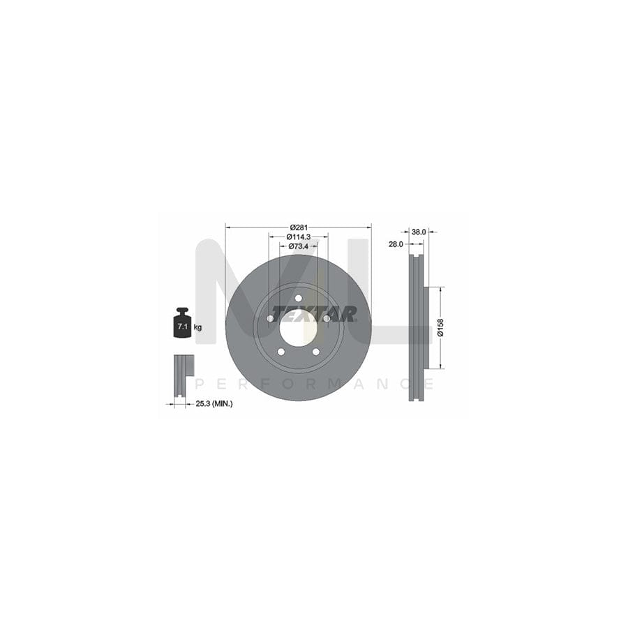 TEXTAR 92108300 Brake Disc Internally Vented, without wheel hub, without wheel studs  - 1 piece