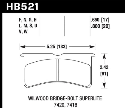 Hawk Performance Hawk Willwood BB SL 7420 DTC-60 Race Brake Pads