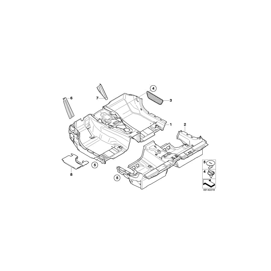 Genuine BMW 51477008954 E63 E64 Foam Insert Footwell Front Right (Inc. 635d, 650i & 645Ci)