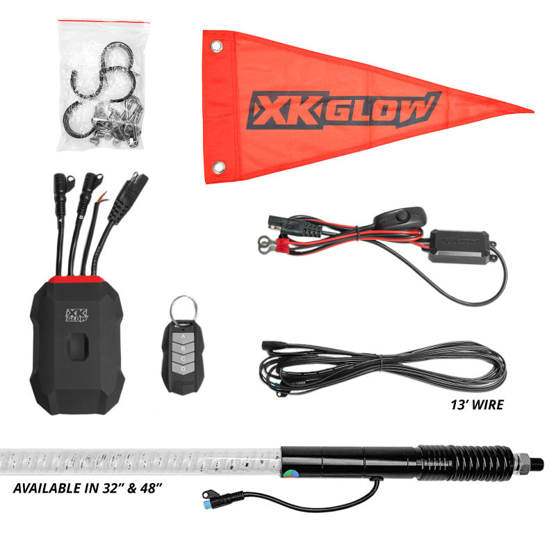 XKGLOW XK Glow 2x 48  XKmax RGBW Advanced App Control LED Whip Light Kit for 4x4 Offroad UTV ATV