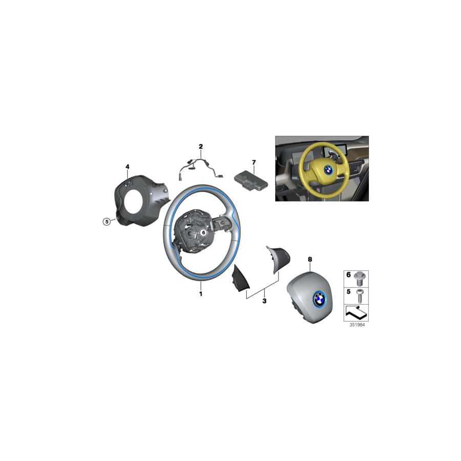 Genuine BMW 32306870785 Leather Steering Wheel SUITE (Inc. i3s 94Ah Rex, i3s 120Ah Rex & i3s 94Ah)