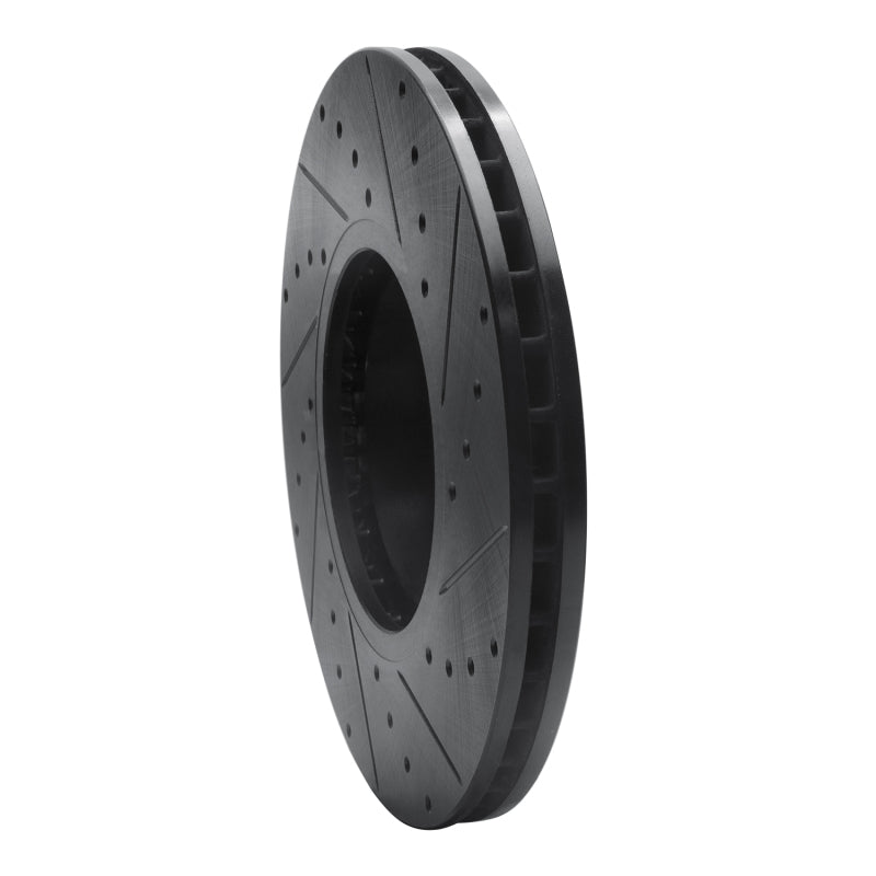 R1 Concepts R1 07-18 BMW X5 Front Left Drilled & Slotted Black Brake Rotor