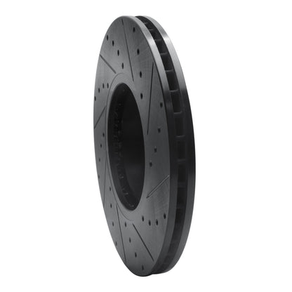 R1 Concepts R1 07-18 BMW X5 Front Left Drilled & Slotted Black Brake Rotor