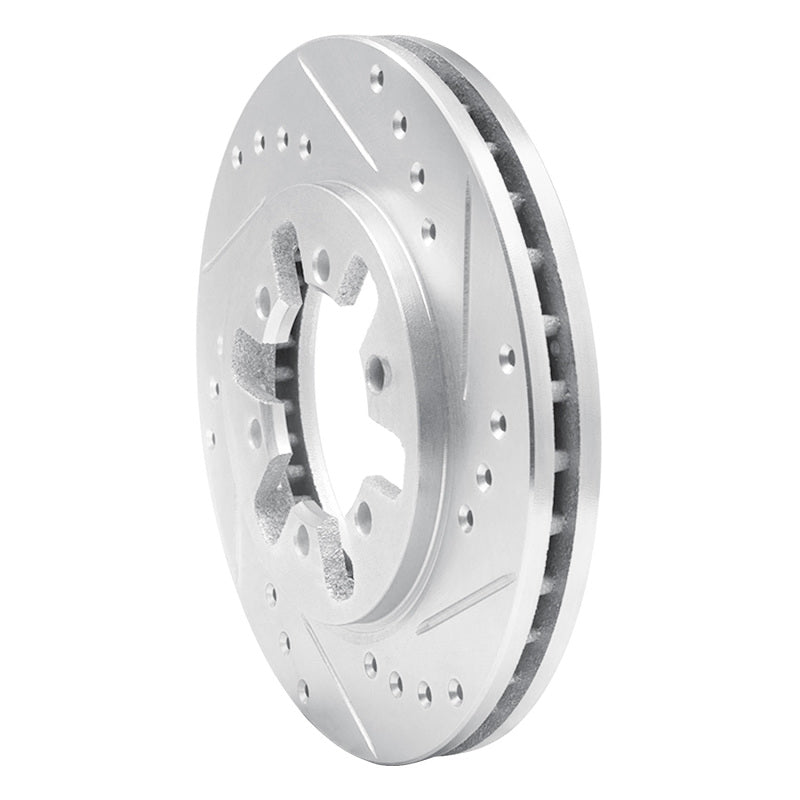 R1 Concepts R1 85-12 Nissan D21 Hardbody Pickup HD (6 Cyl) Front Right Drilled & Slotted Silver Brake Rotor
