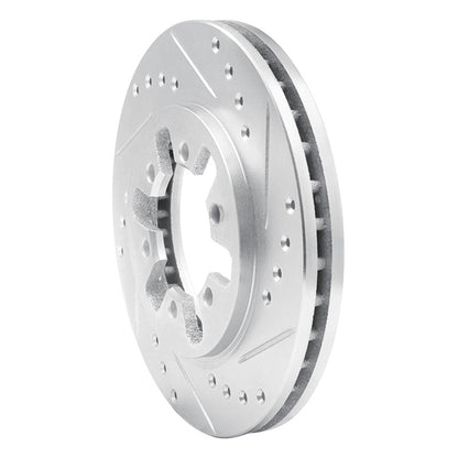 R1 Concepts R1 85-12 Nissan D21 Hardbody Pickup HD (6 Cyl) Front Right Drilled & Slotted Silver Brake Rotor