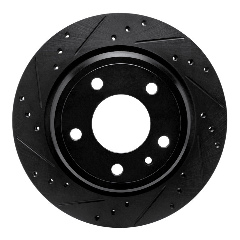 R1 Concepts R1 88-94 BMW 750IL Rear Left Drilled & Slotted Black Brake Rotor
