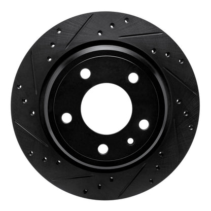 R1 Concepts R1 88-94 BMW 750IL Rear Left Drilled & Slotted Black Brake Rotor