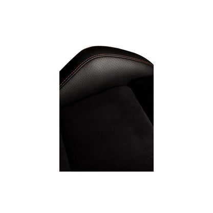 BRAUM Falcon-S Series Reclinable Composite Seats Black - Leatherette Alcantara Inserts Red Stitching - Pair