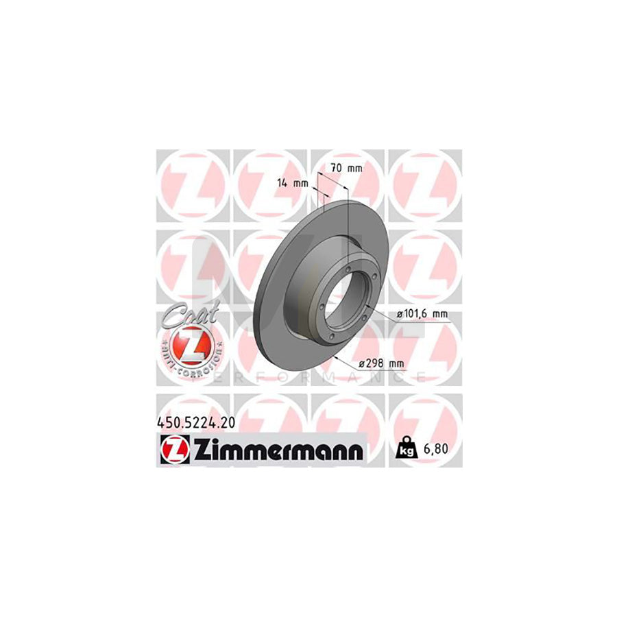 ZIMMERMANN 450.5224.20 Brake Disc Solid, Coated, High-carbon  - 1 piece