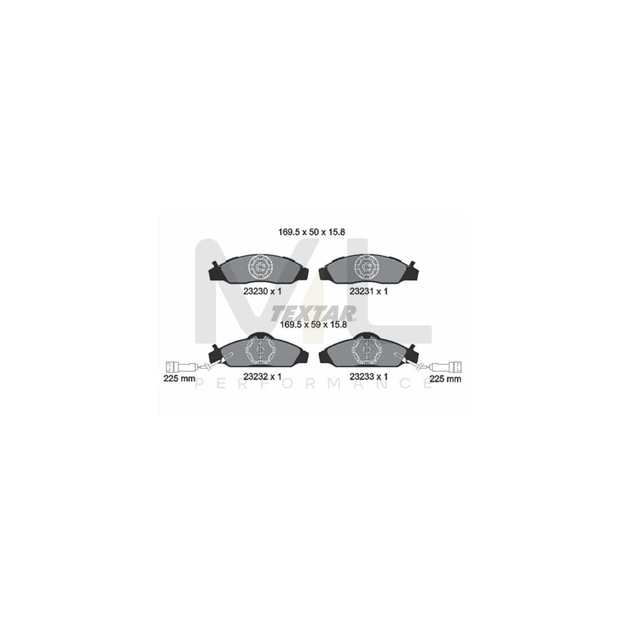 TEXTAR 2323001 Brake pad set with integrated wear warning contact