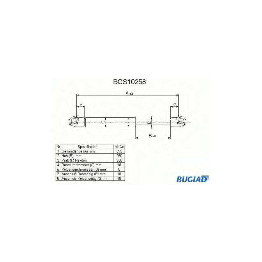BUGIAD Bgs10258 Tailgate Strut