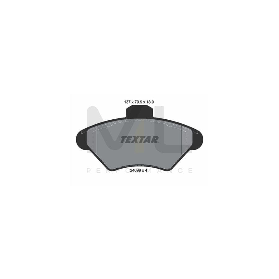 TEXTAR 2409901 Brake pad set not prepared for wear indicator