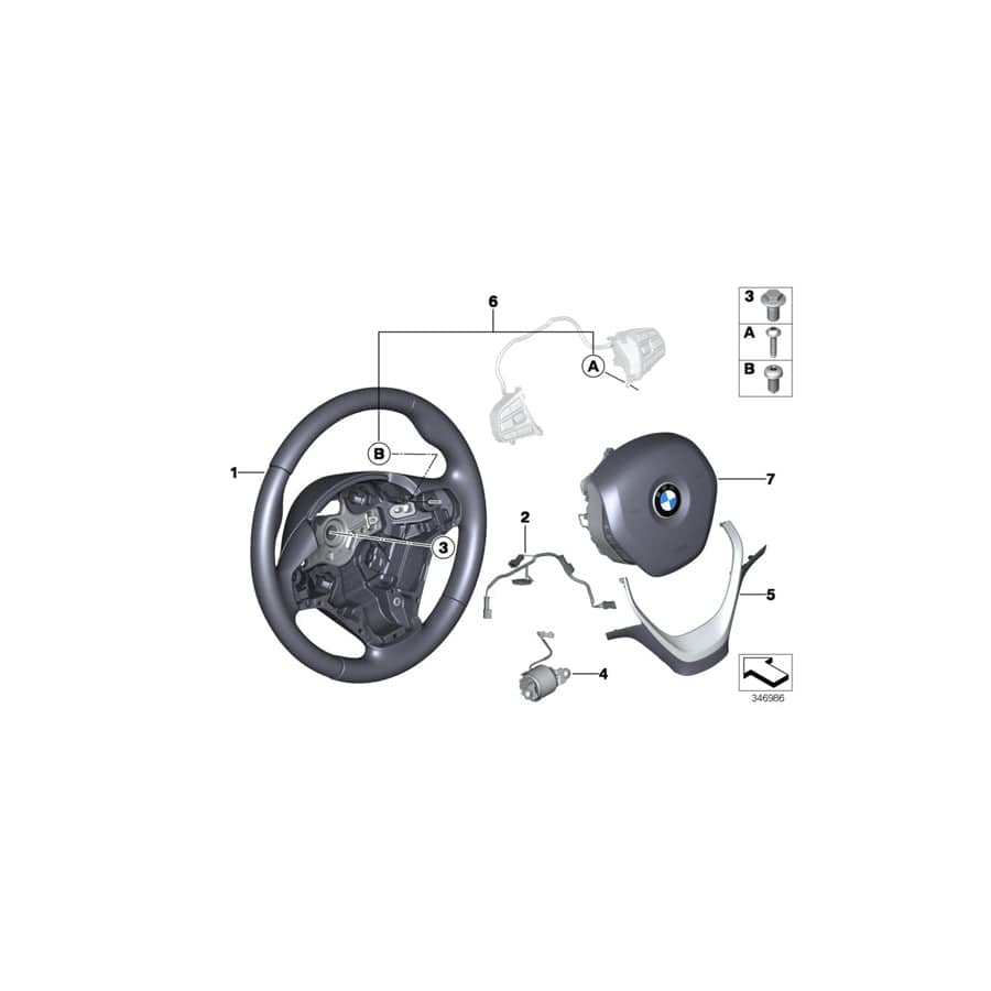 Genuine BMW 32306863350 F34 F31 F32 Sport Steering Wheel, Leather OYSTER DUNKEL (Inc. 228iX, 220i & 316d)